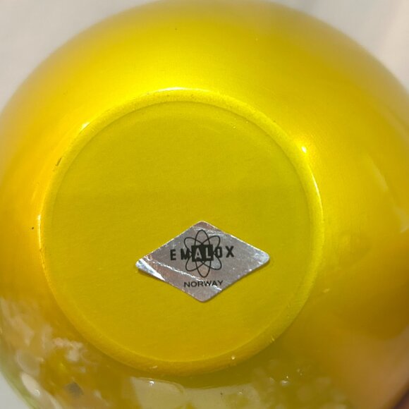 VTG Emalox Aluminum Bowl Norway Enameled Yellow Scandinavian - Picture 5 of 5